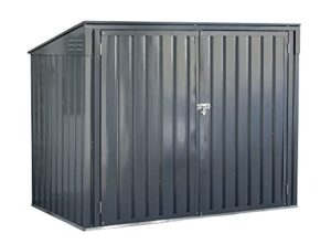 cover-it 6×3 metal outdoor galvanized steel storage shed with swinging lockable doors for backyard or patio storage of trash cans, bikes, supplies, tools, toys, for lawn, garden, camping, charcoal