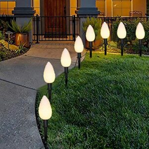 c9 christmas led pinecone pathway stakes lights, 2 pack 7ft connectable string lights with 8 pinecone driveway markers lights, xmas decorations pathway lights for outdoor garden patio walkway