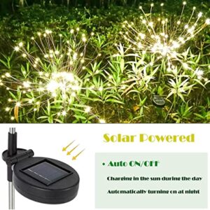 Yulaiyoen Solar Lights Outdoor Starburst Fairy Garden Pathway Lights, 2 Pack Solar Powered Firework Lights 150 LEDs Waterproof Garden Solar Lights Ornaments for Fence Flowerbed Lawn Patio Backyard