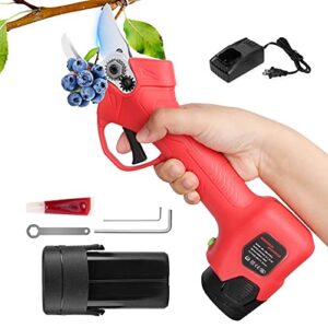 wonder master cordless pruning shears with 2 pcs rechargeable 2ah lithium battery powered electric pruning shears professional electric pruner, 1 inch cutting diameter, 6-8 working hours（red）