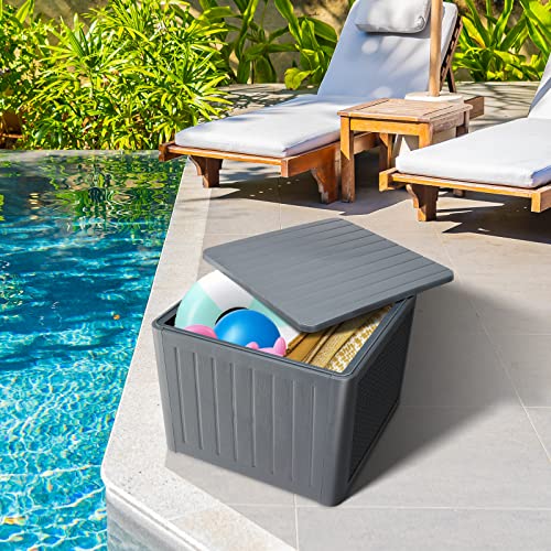 UDeuxff Garden Storage Box,Resin Deck,Indoor and Outdoor Garden Plastic Storage Deck Box Chest Tools Cushions Toys Seat for Patio Cushions and Gardening Tools,Waterproof (Gray,36 Gal)