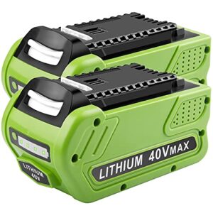 2 pack – 40v 6.0ah lithium-ion battery replacement for greenworks tools