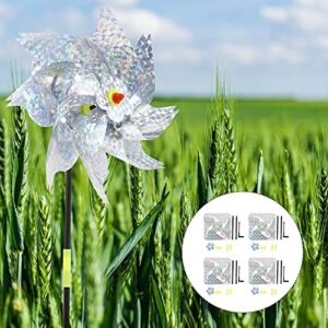 Happyyami 4 Pcs Anti- Bird Reflective Pinwheels Radiant Bird Blinder Bird Deterrent Garden Spinners Effectively Keep Birds Away for Yard Garden Farm