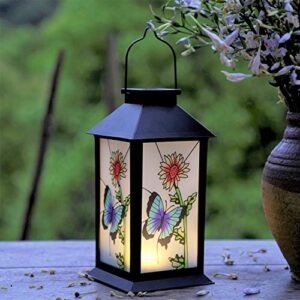 solar lanterns outdoor hanging solar lights decorative for garden patio porch and tabletop decorations. (butterfly)