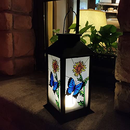 Solar Lanterns Outdoor Hanging Solar Lights Decorative for Garden Patio Porch and Tabletop Decorations. (Butterfly)