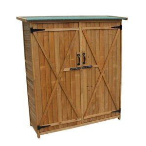 140 x 50 x 162 cm L x W x H Patio Storage Shed Fir Wood Easy to Build Storage Shed Kit-Perfect to Store Patio Furniture, Garden Tools Bike Accessories