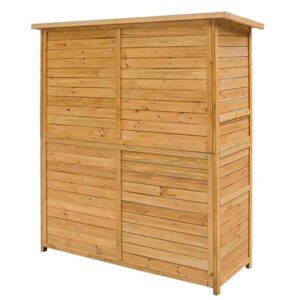 140 x 50 x 162 cm L x W x H Patio Storage Shed Fir Wood Easy to Build Storage Shed Kit-Perfect to Store Patio Furniture, Garden Tools Bike Accessories