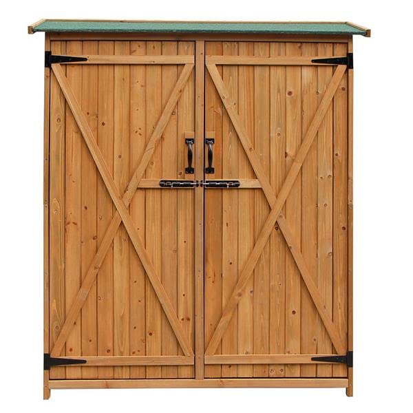 140 x 50 x 162 cm L x W x H Patio Storage Shed Fir Wood Easy to Build Storage Shed Kit-Perfect to Store Patio Furniture, Garden Tools Bike Accessories