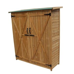 140 x 50 x 162 cm L x W x H Patio Storage Shed Fir Wood Easy to Build Storage Shed Kit-Perfect to Store Patio Furniture, Garden Tools Bike Accessories