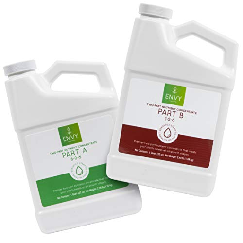 ENVY Part A (6-0-5) & Part B (1-5-6) - Two-Part Base Nutrients for Hydroponics, Soil & Coir (A/B Combo) (Quarts)