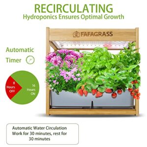 Indoor Garden Hydroponic Growing System, 12 Pods Herb Garden with Grow Light Self Watering System Cycle Timing Natural Bamboo Garden Planter Grower Harvest Vegetable Lettuce