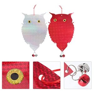 Yardwe 2PCS Plastic Owls Hanging Owl Deterrent Bird Device Garden Hanging Owl Decor for Woodpecker Garden Yard Courtyard