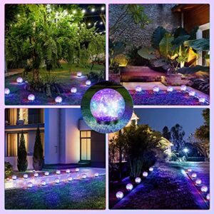 JCDZ 4 Pcs Garden Solar Lights Decorative, Cracked Glass Ball Solar Globe Lights, LED Colored Garden Globes Outdoor for Yard Waterproof Back Yard Landscaping Flower Bed Patio Lawn Decor