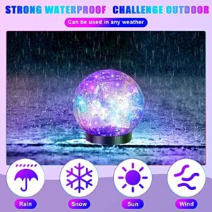 JCDZ 4 Pcs Garden Solar Lights Decorative, Cracked Glass Ball Solar Globe Lights, LED Colored Garden Globes Outdoor for Yard Waterproof Back Yard Landscaping Flower Bed Patio Lawn Decor