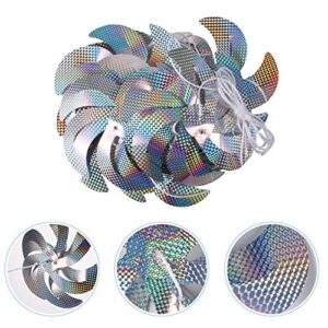 YARDWE 8pcs Sparkly Reflective Pinwheels Pin Wheel Holographic Spinners for Scaring Birds and Pests for Garden Yard Patio 10M