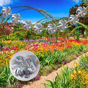 YARDWE 8pcs Sparkly Reflective Pinwheels Pin Wheel Holographic Spinners for Scaring Birds and Pests for Garden Yard Patio 10M