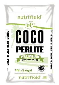 coco coir perlite mix premium pure blend 70/30 rhp certified pre buffered 9 quarts /10 liter / 2.6 gallon organic coconut coir fiber indoor outdoor flower/vegetable garden plant potting soil