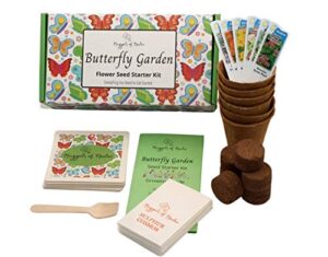 nuggets of nectar butterfly garden flower seed starter kit – grow 6 types of wildflower seeds including milkweed, coreopsis, cosmos, echinacea, gaillardia and zinnia seeds
