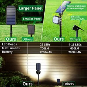 JSOT Solar Spot Lights Outdoor, 700 Lumen Solar Lights Outdoor Waterproof, Solar Powered Spotlight Landscape Lighting for Outside House Garden Yard Backyard Driveway Tree (Cool Light, 4 Pack)