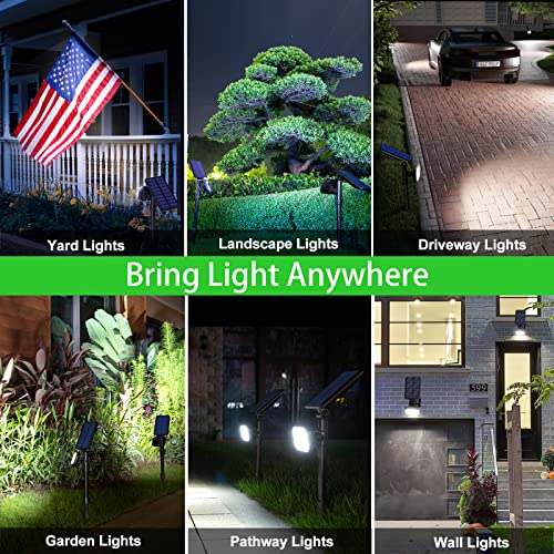 JSOT Solar Spot Lights Outdoor, 700 Lumen Solar Lights Outdoor Waterproof, Solar Powered Spotlight Landscape Lighting for Outside House Garden Yard Backyard Driveway Tree (Cool Light, 4 Pack)