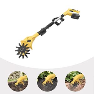 Tiller Cultivator, 20V 250RPM Electric Tiller, 3.9inch Wide Battery Powered Garden Cultivator, Extendable Pole for Lawn,Yard,Soil Cultivation