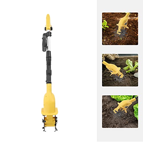 Tiller Cultivator, 20V 250RPM Electric Tiller, 3.9inch Wide Battery Powered Garden Cultivator, Extendable Pole for Lawn,Yard,Soil Cultivation