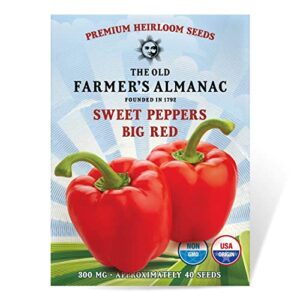 the old farmer’s almanac heirloom sweet pepper seeds (big red) – approx 30 seeds – non-gmo, open pollinated, usa origin