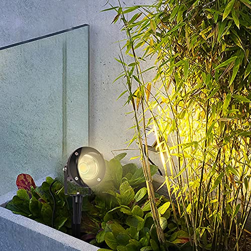 ELEGLO 18W Low Voltage Landscape Lighting LED Spotlight Outdoor 12V~24V AC/DC Waterproof Landscape Lights Spot Lights for Yard with Spiked Stake Warm White Flag Light Garden Decorative Lamp (2 Pack)