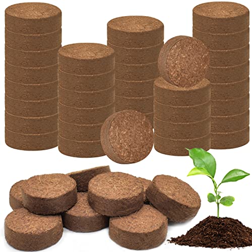 ZeeDix 50pcs (30mm) Coco Coir Pellets Organic Potting Soil for Planting Compressed Coco Coir Soil Coconut Soil Seed Starters for Indoors or Outdoors Bonsai Herbs Plants Flowers and Vegetables