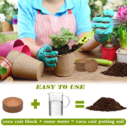 ZeeDix 50pcs (30mm) Coco Coir Pellets Organic Potting Soil for Planting Compressed Coco Coir Soil Coconut Soil Seed Starters for Indoors or Outdoors Bonsai Herbs Plants Flowers and Vegetables