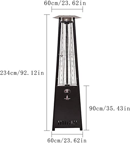 YAOJIA Outdoor Patio Space Heater 13 KW Natural Gas Patio Heater ，Waterproof Adjustable Firepower Pyramid Patio Liquefied Gas Heater ，Outside Space Heating for Home Garden & Gazebo， 234 X 60 X 60cm