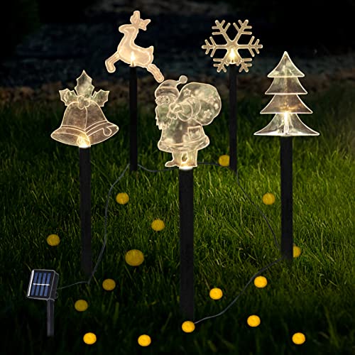 PLTCAT Yard Decoration Stake Lights Outdoor, Waterproof Garden Lights with 2-Lighting Modes, Solar Lights for Pathway, Lawn, Yard Decor (Mixed)