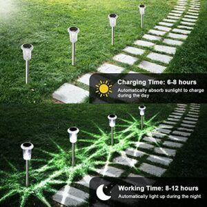 Solar Pathway Lights Solar Outdoor Lights Solar Sidewalk Lights 8 Pack LED Crystal Stainless Steel Waterproof Solar Path Light Garden Stake Lights Yard Lights for Lawn Patio Walkway Landscape Lighting