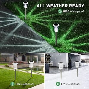 Solar Pathway Lights Solar Outdoor Lights Solar Sidewalk Lights 8 Pack LED Crystal Stainless Steel Waterproof Solar Path Light Garden Stake Lights Yard Lights for Lawn Patio Walkway Landscape Lighting