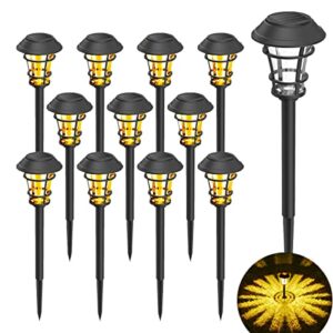solar pathway lights outdoor waterproof 12 pack,supper bright up to 12 hrs dusk to dawn garden lights solar powered auto on/off,led landscape lighting decorative for yard walkway driveway patio lawn