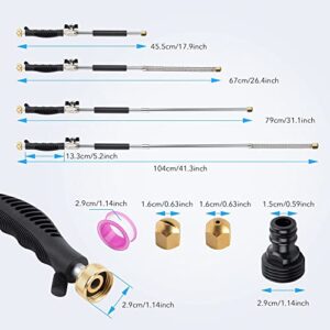 Hiraethore Pressure Washer Gun with Replacement Wand for Car Washing or Garden Cleaning Portable Watering SprayerHigh Pressure Hose Nozzle Power Washer Accessories