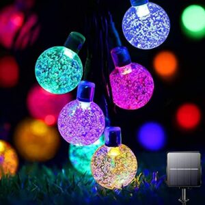 bollengold solar outdoor string lights 60led crystal globe lights 8 mode 8m/26ft indoor/outdoor solar string lights waterproof for garden patio yard home festival party wedding(multi-coloured)