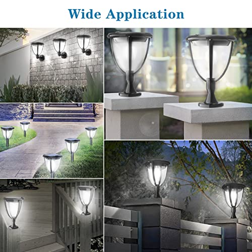 Solar Post Lights Outdoor, Damipow Solar Fence Cap Light with 2 Modes, IP65 Waterproof, 100 LM Cool White Lighting for Patio, Deck, Pathway or Garden Decoration, Fits Wooden Post of Many Sizes, 2 Pack