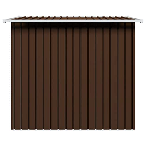 INLIFE Garden Shed with Sliding Doors Galvanized Steel Metal Storage Shed Outdoor Tool Storage Shed for Garden,Patio,Backyard Tools and Accessories Brown 74.8"x48.8"x71.3"