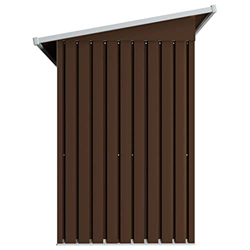 INLIFE Garden Shed with Sliding Doors Galvanized Steel Metal Storage Shed Outdoor Tool Storage Shed for Garden,Patio,Backyard Tools and Accessories Brown 74.8"x48.8"x71.3"