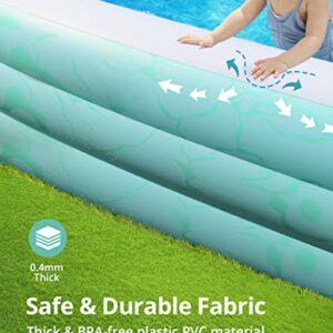 Inflatable Swimming Pool, 118" x72" x22" Family Blow up Swim Pools with Sun Shade,UV30+ Sun Shelter , Rectangular Lounging Pool for Backyard, Garden, Adults, for Age 3+