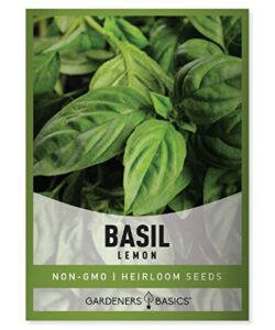 lemon basil seeds for planting herbs – heirloom non-gmo herb plant seeds for home herb garden indoors, outdoors, and hydroponics by gardeners basics
