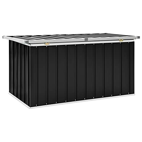 YEZIYIYFOB 148.6 gal Outdoor Garden Storage Deck Box Metal Steel Patio Storage Chest Container Storage Organizer Cabinet for Patio, Lawn, Backyard, Outdoor Anthracite + 50.8"x26.4"x25.6"