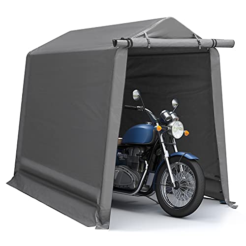 Portable Shed, 6 X 8 ft Storage Shed, Portable Garage Suitable for Storing Motorcycles Bicycles & Garden Tools, Waterproof and UV Protection Carport with Rolled up Zipper Door, Gray