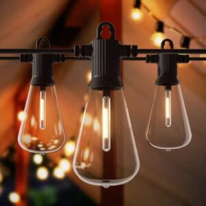 25ft Outdoor String Lights, LED Patio Hanging Lights with 12 Vintage Edison Shatterproof Bulbs, Waterproof ETL Listed Connectable Bistro Lights for Backyard Garden Cafe Porch Party Wedding -Warm White