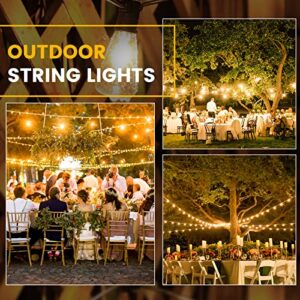 25ft Outdoor String Lights, LED Patio Hanging Lights with 12 Vintage Edison Shatterproof Bulbs, Waterproof ETL Listed Connectable Bistro Lights for Backyard Garden Cafe Porch Party Wedding -Warm White