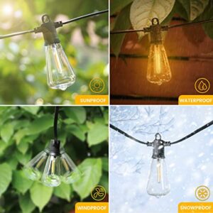 25ft Outdoor String Lights, LED Patio Hanging Lights with 12 Vintage Edison Shatterproof Bulbs, Waterproof ETL Listed Connectable Bistro Lights for Backyard Garden Cafe Porch Party Wedding -Warm White