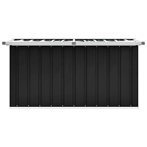 Tidyard Garden Storage Box Galvanized Steel Storage Container Deck Box Garden Tool Organization Anthracite for Patio, Lawn, Poolside, Backyard, Outdoor Furniture 50.8 x 26.4 x 25.6 Inches (W x D x H)