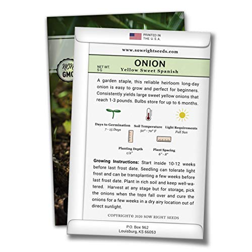 Sow Right Seeds - Yellow Spanish Onion Seed for Planting - Non-GMO Heirloom Packet with Instructions to Plant a Home Vegetable Garden