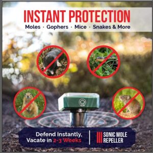 Livin' Well Solar Sonic Pest Repeller Stakes - 4pk Outdoor Pest Repellent with 5,000 Feet Range, Solar Powered Animal Control, Rodent Repellent and Deterrent for Mole, Vole, Gopher